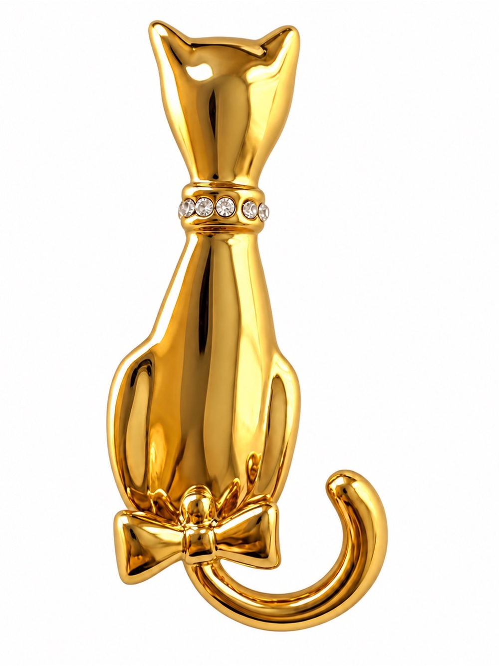 Vintage AAI Signed Figural Cat Brooch — Movable Swishing Tail